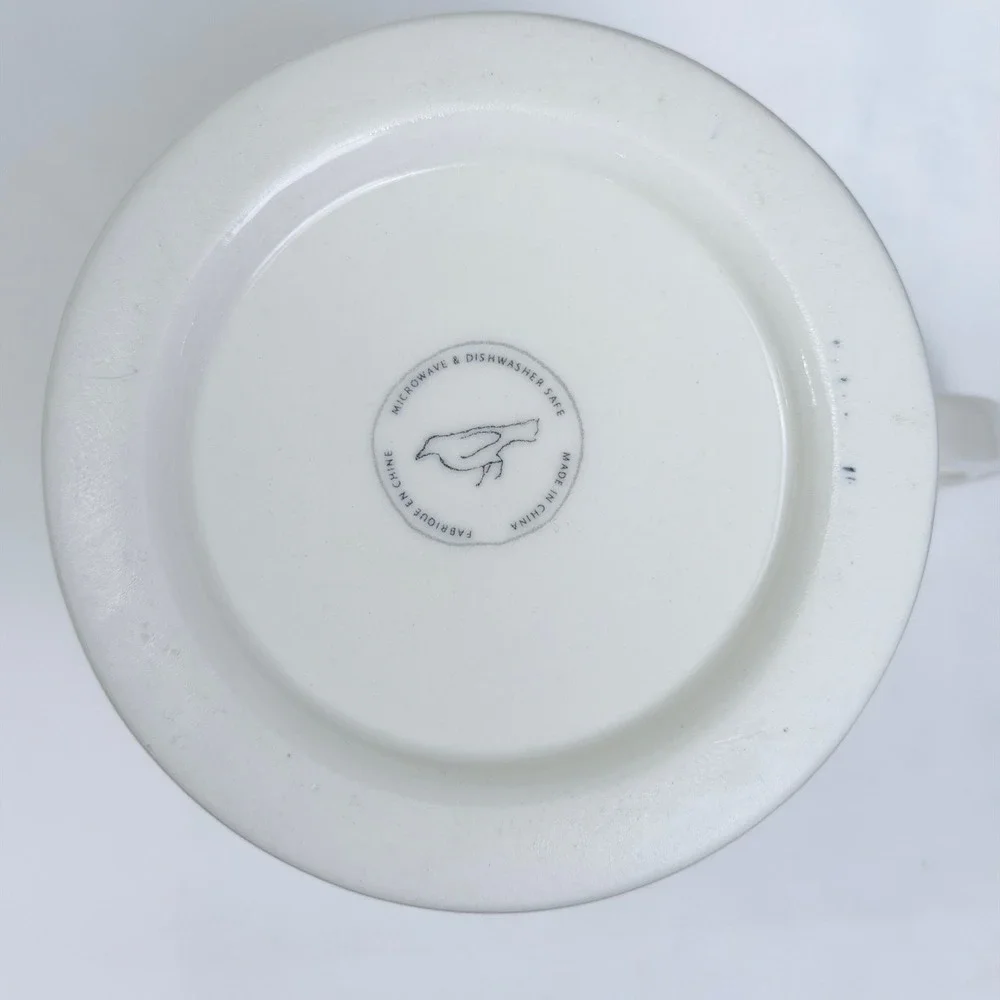 West Elm Monogram Letter O Coffee Mug White Ceramic Greek Key Pattern Diner Mug